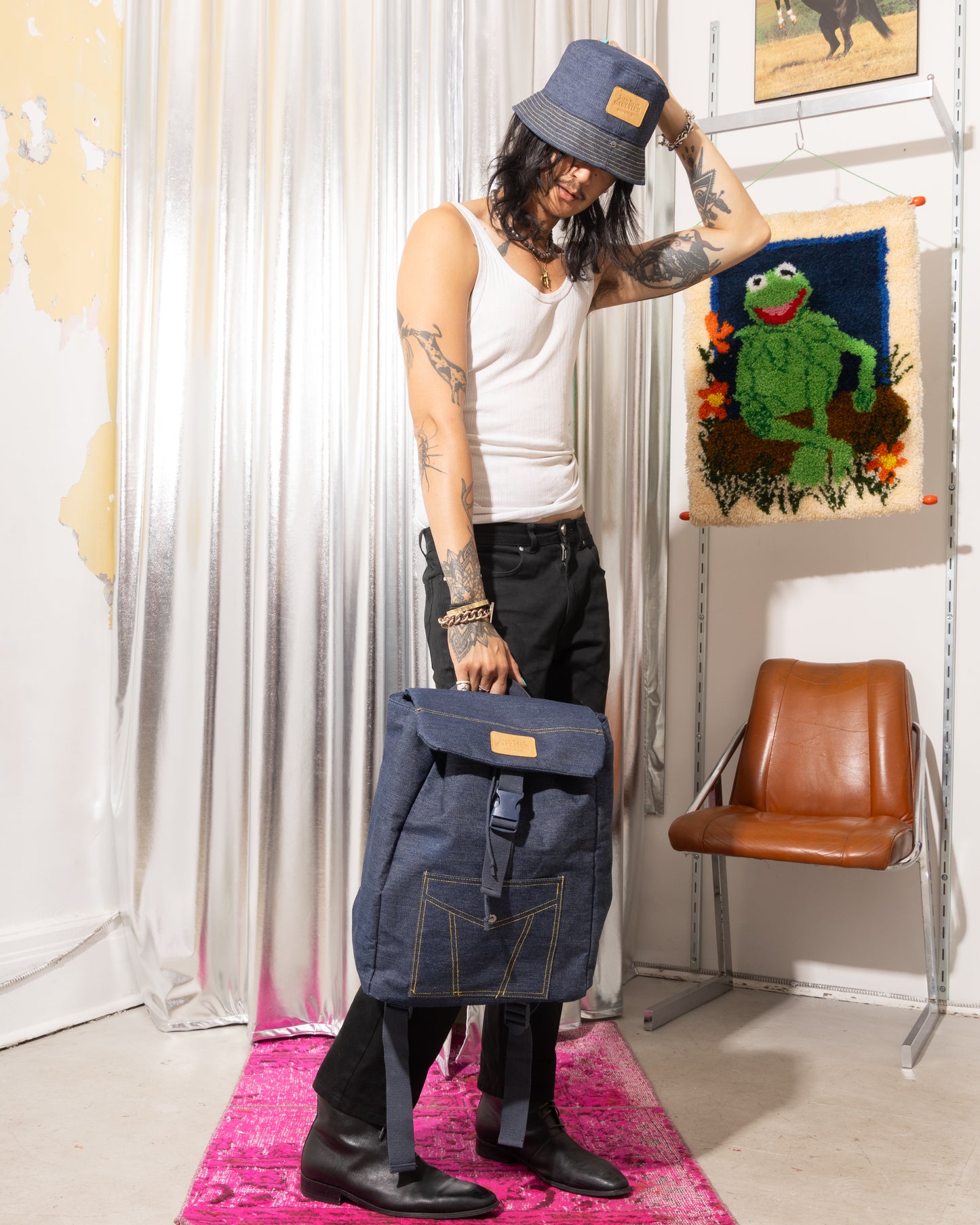 JEAN PAUL GAULTIER 'POUR VOUS' DENIM BACKPACK