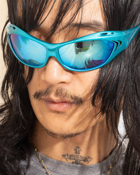 TURQUOISE VORTEX WRAP SUNGLASSES