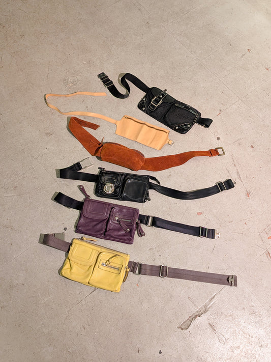 GENUINE LEATHER BELT BAG - BEIGE