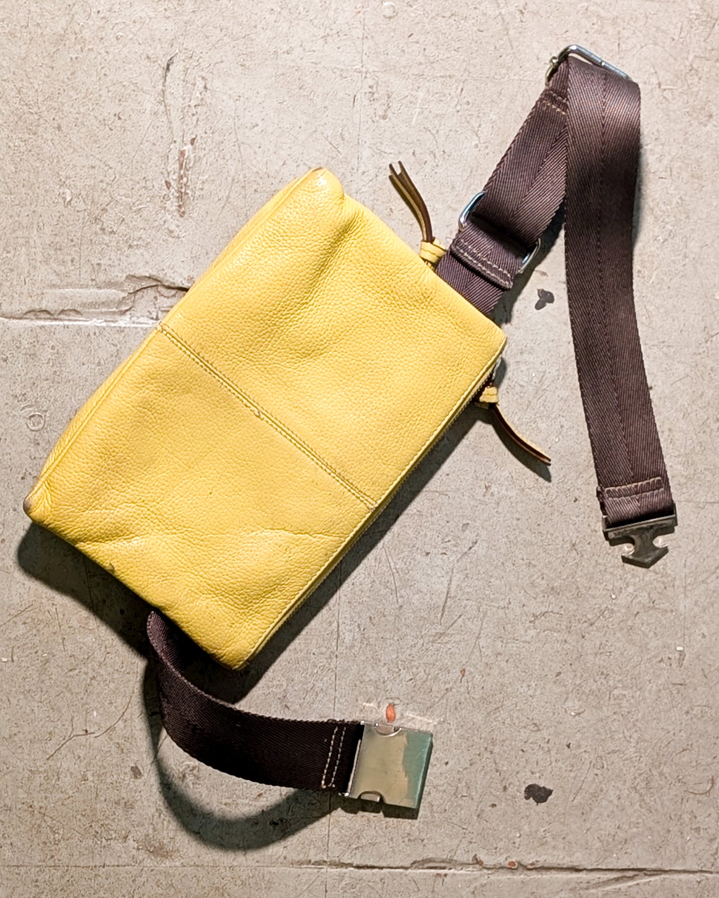 GENUINE LEATHER BELT BAG - YELLOW