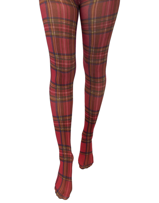 ORIGINAL RED TARTAN PRINTED TIGHTS : (SM-MED)