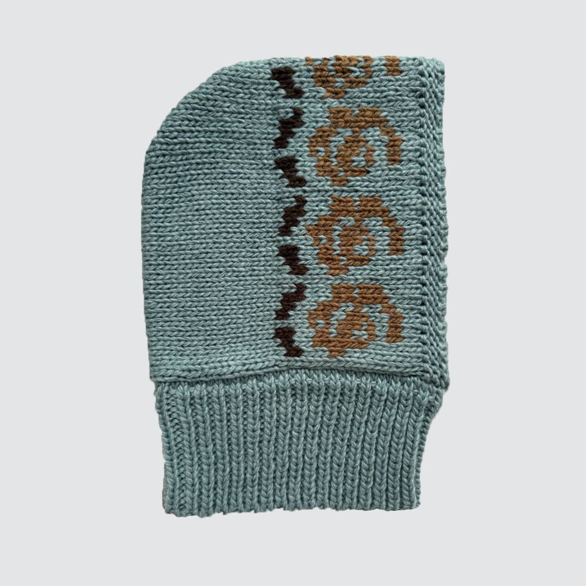 WOOL KNIT ROSE BALACLAVA - MISTY BLUE