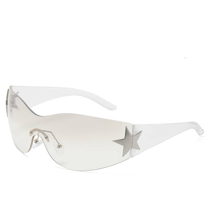 Y2K Chic Star Shaped Pilot Sunglasses UV400 Protection: Brown Frame with Gradient Brown Lens