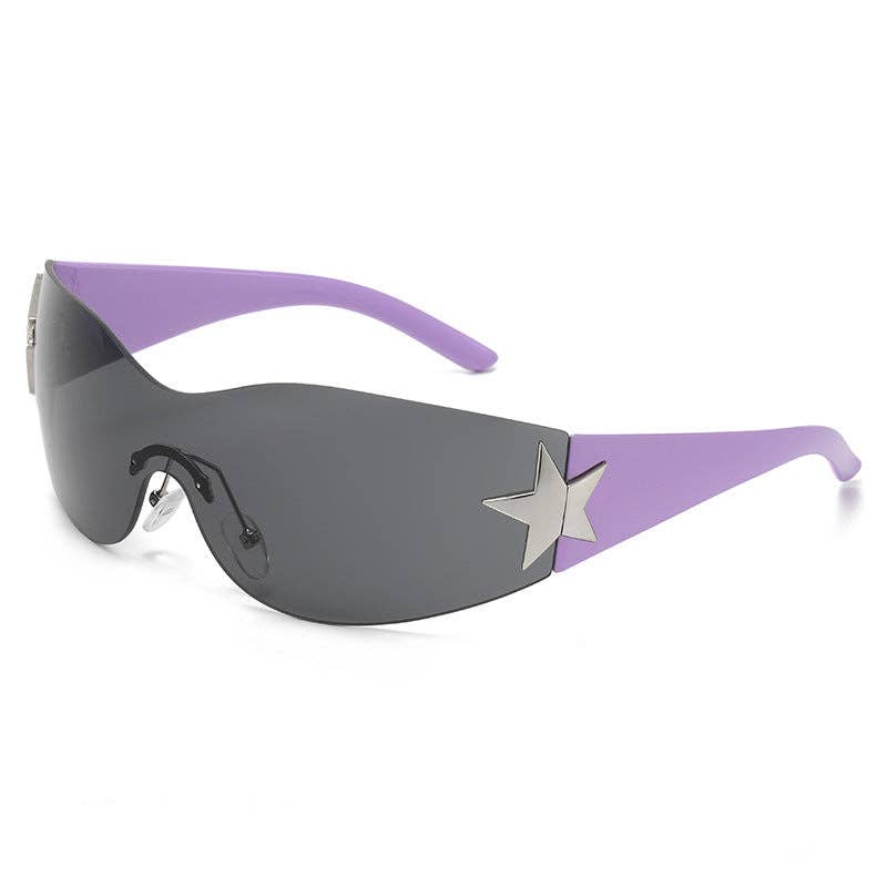 Y2K Chic Star Shaped Pilot Sunglasses UV400 Protection: Black Frame with Grey Lens