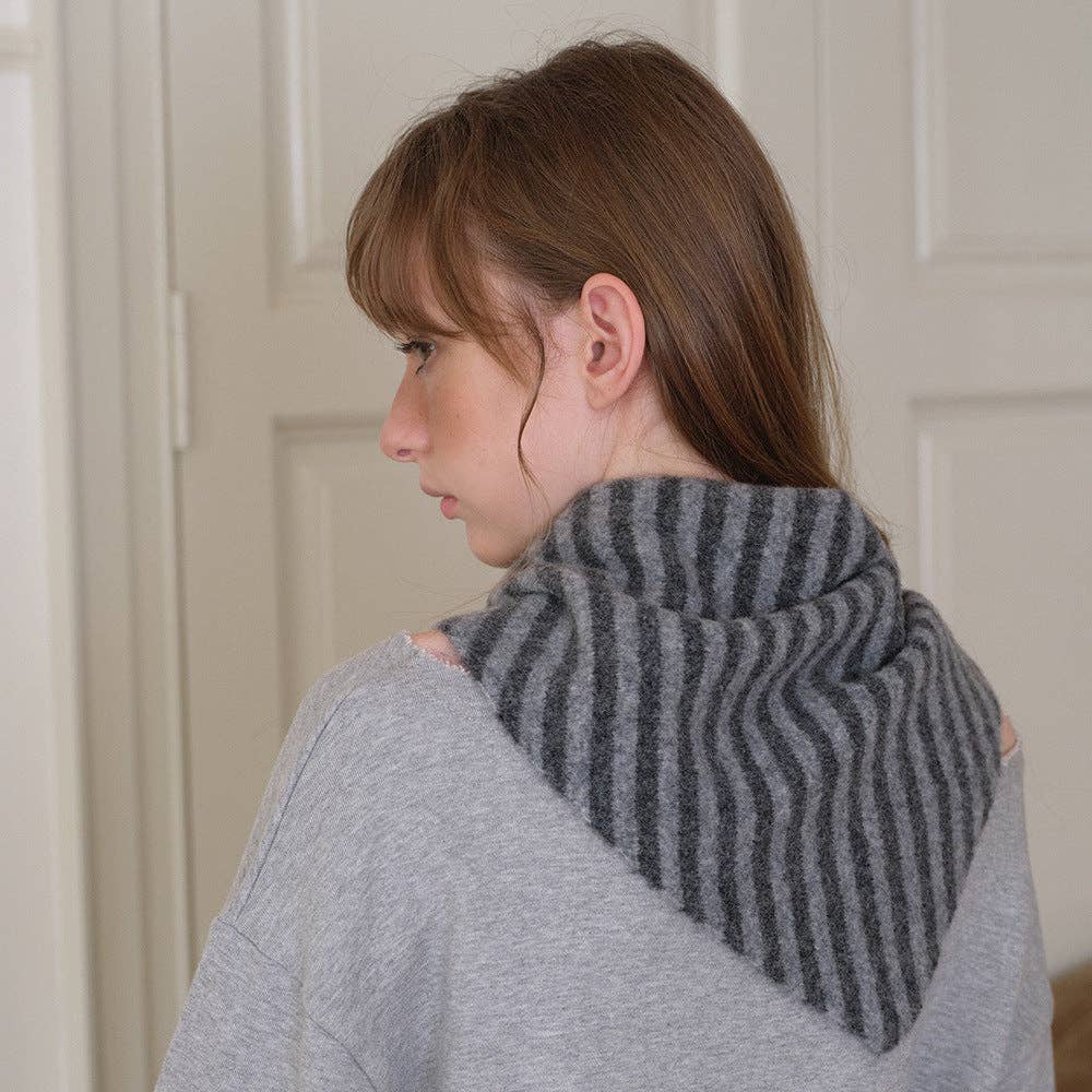 Striped Wool Triangle Scarf for Women - Soft and Cozy: Red and White / 110 x 40 cm