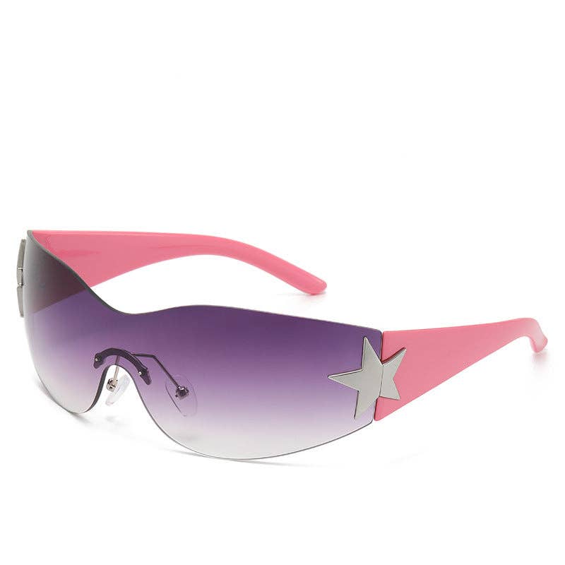 Y2K Chic Star Shaped Pilot Sunglasses UV400 Protection: Brown Frame with Gradient Brown Lens