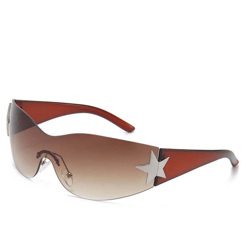Y2K Chic Star Shaped Pilot Sunglasses UV400 Protection: Pink Frame with Gradient Purple Lens