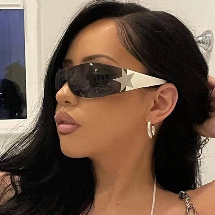 Y2K Chic Star Shaped Pilot Sunglasses UV400 Protection: Pink Frame with Gradient Purple Lens