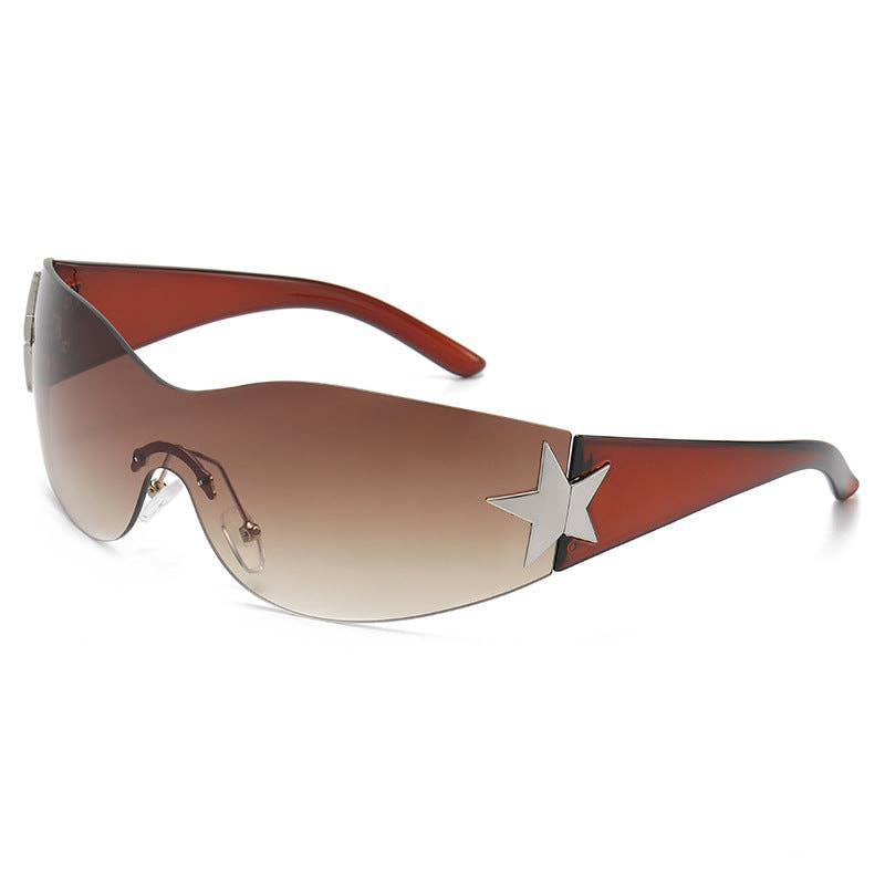 Y2K Chic Star Shaped Pilot Sunglasses UV400 Protection: Pink Frame with Gradient Purple Lens