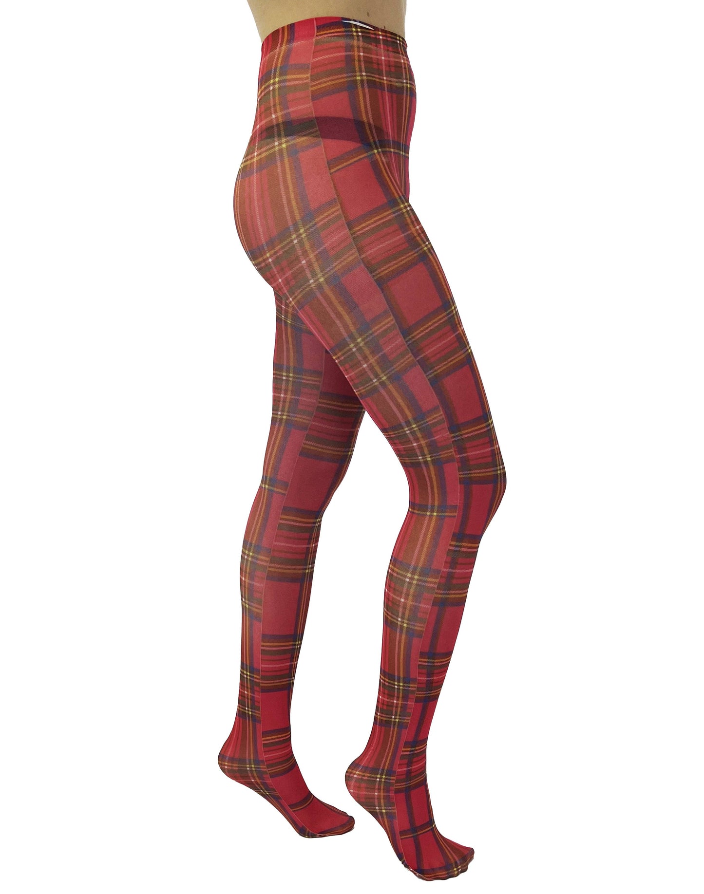 ORIGINAL RED TARTAN PRINTED TIGHTS : (SM-MED)