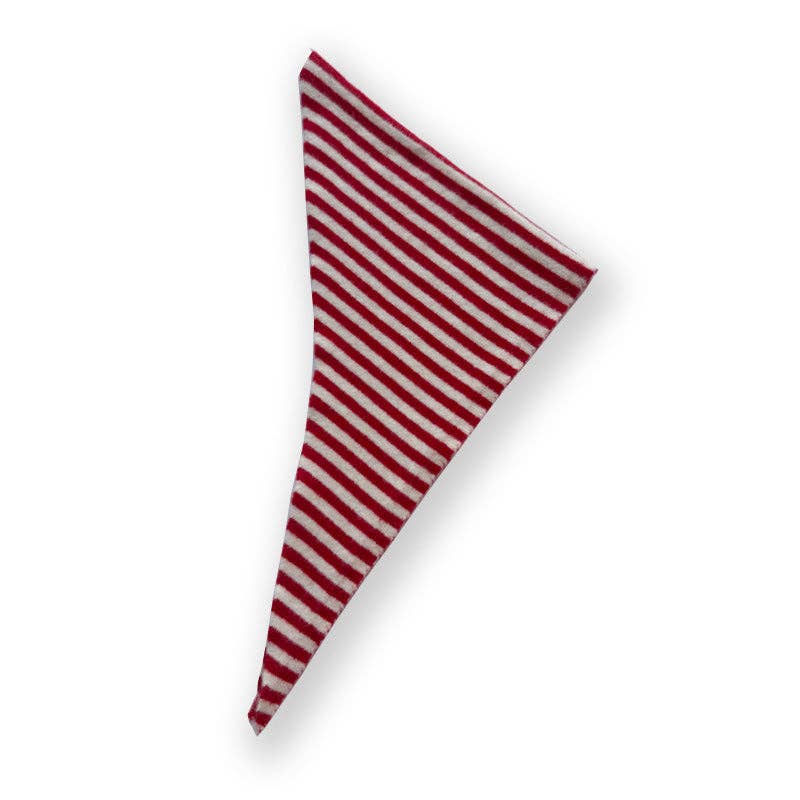 Striped Wool Triangle Scarf for Women - Soft and Cozy: Red and White / 110 x 40 cm