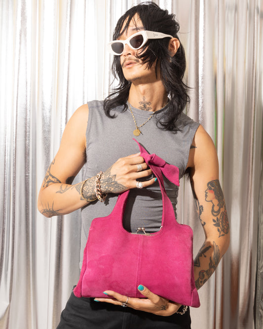 LOLLIPOPS PARIS GENUINE SUEDE HOT PINK BAG