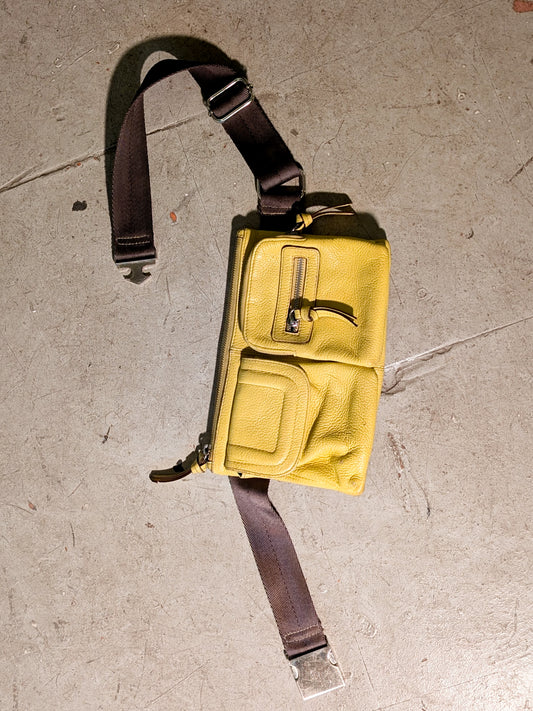 GENUINE LEATHER BELT BAG - YELLOW