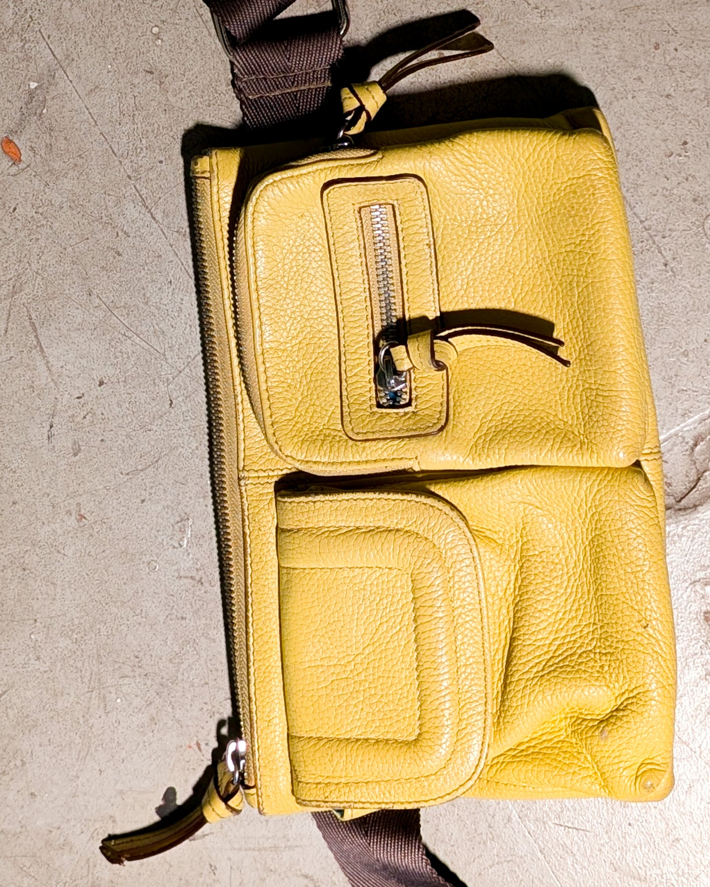 GENUINE LEATHER BELT BAG - YELLOW