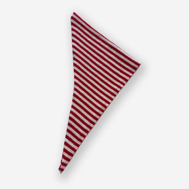 Striped Wool Triangle Scarf for Women - Soft and Cozy: Red and White / 110 x 40 cm