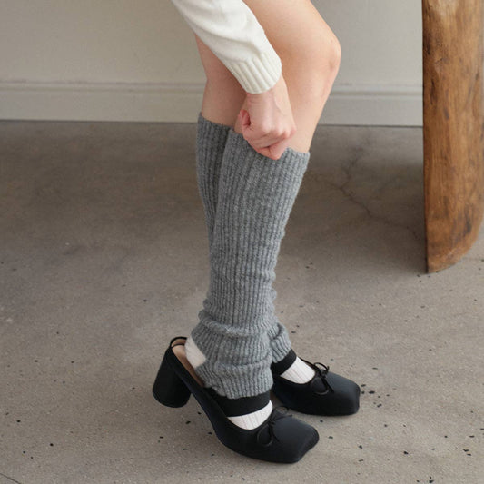WOOL KNIT BALLET SOCKS - BLACK