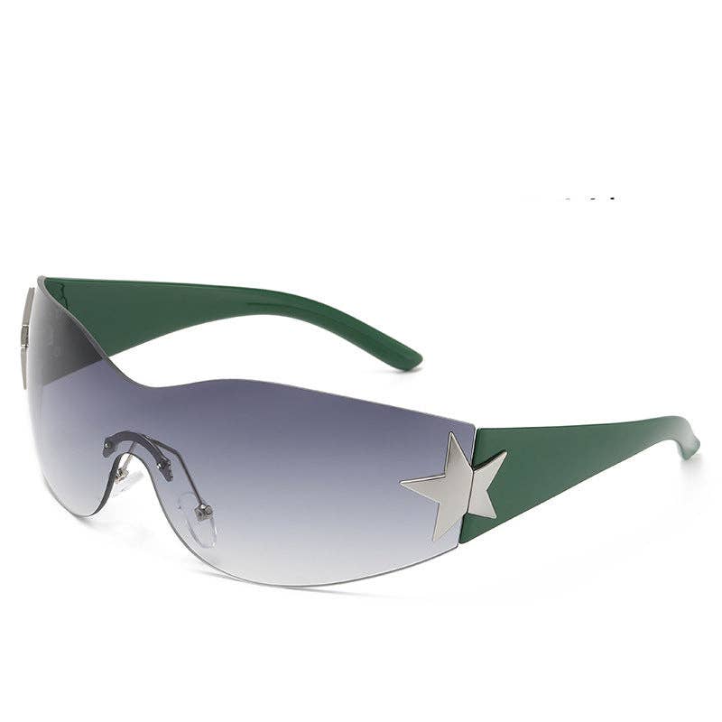 Y2K Chic Star Shaped Pilot Sunglasses UV400 Protection: Black Frame with Grey Lens