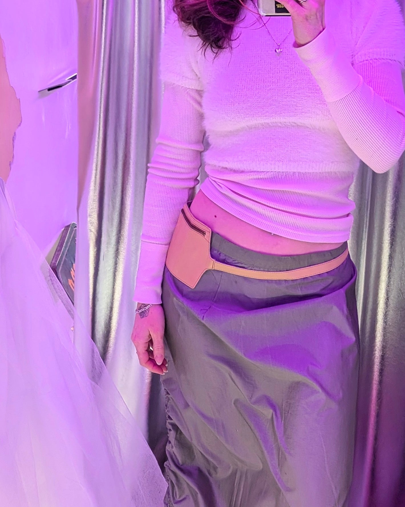 GENUINE LEATHER BELT BAG - BEIGE