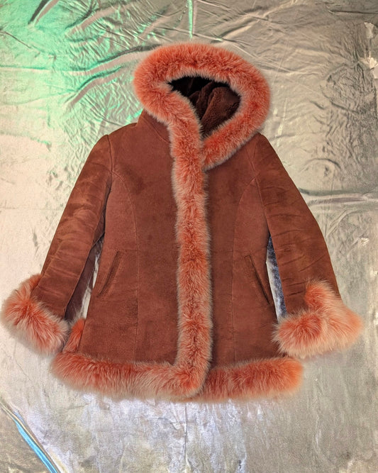 FUR TRIMMED SHEARLING JACKET - PHEONIX - (XS-S PETITE)